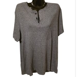 Gray Button-Front Top Short Sleeve Large Womens